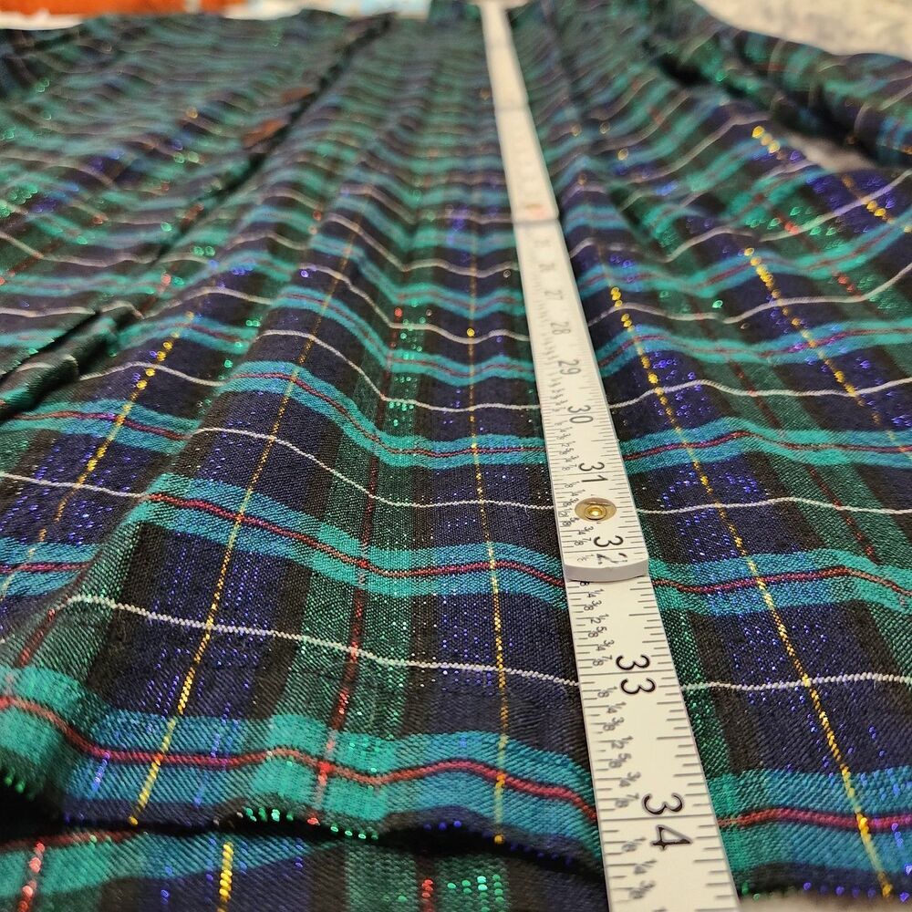 Victoria Jones Tunic Top Size 1X Green Metallic Front Buttons Plaid - Picture 9 of 15